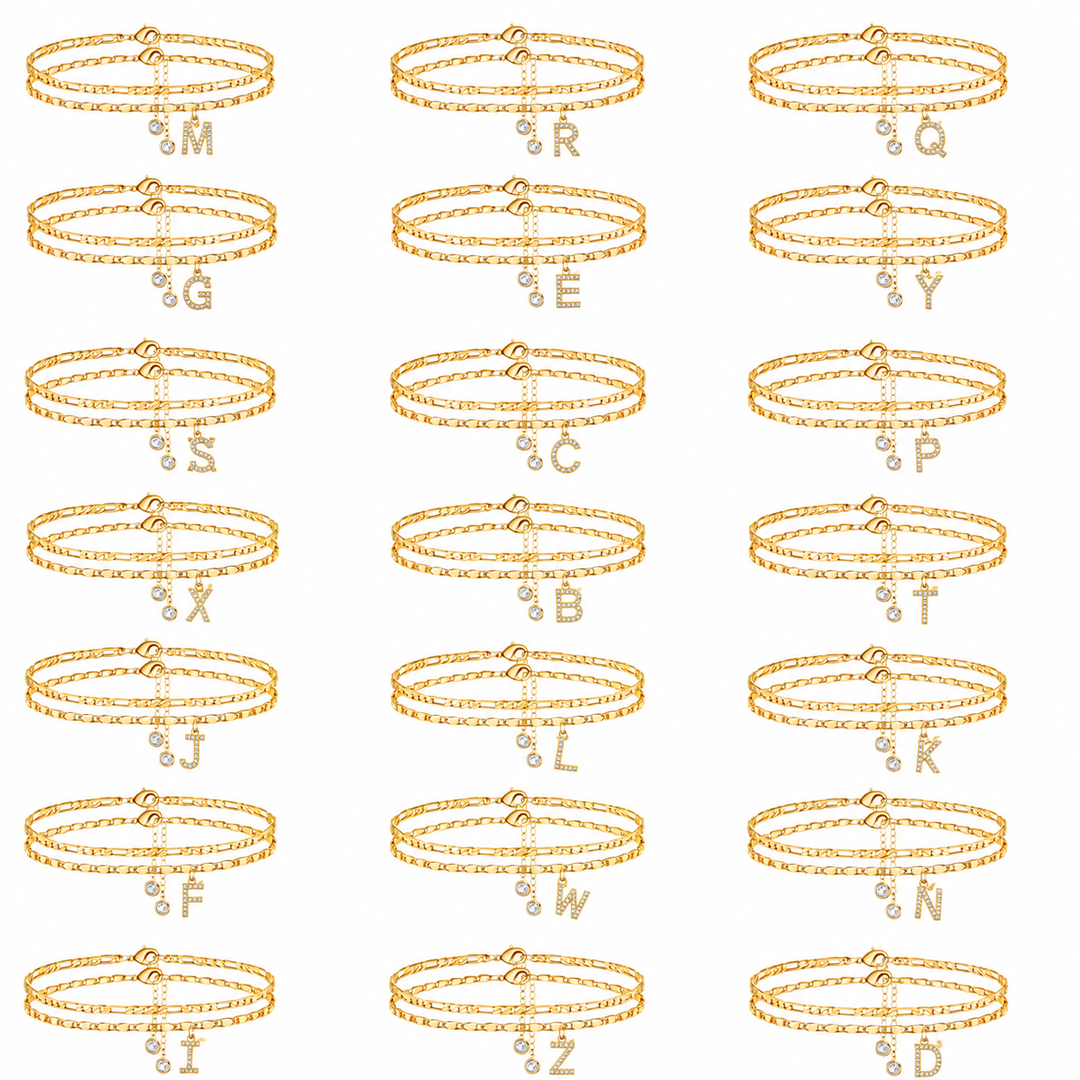 Alphabet Double-Layer Cuban Anklet