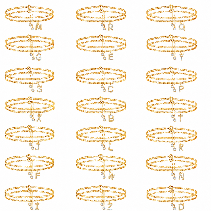 Alphabet Double-Layer Cuban Anklet