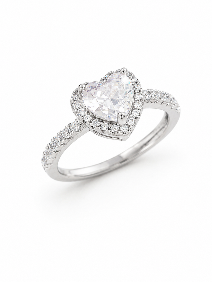 Heart-Cut Halo Engagement Ring
