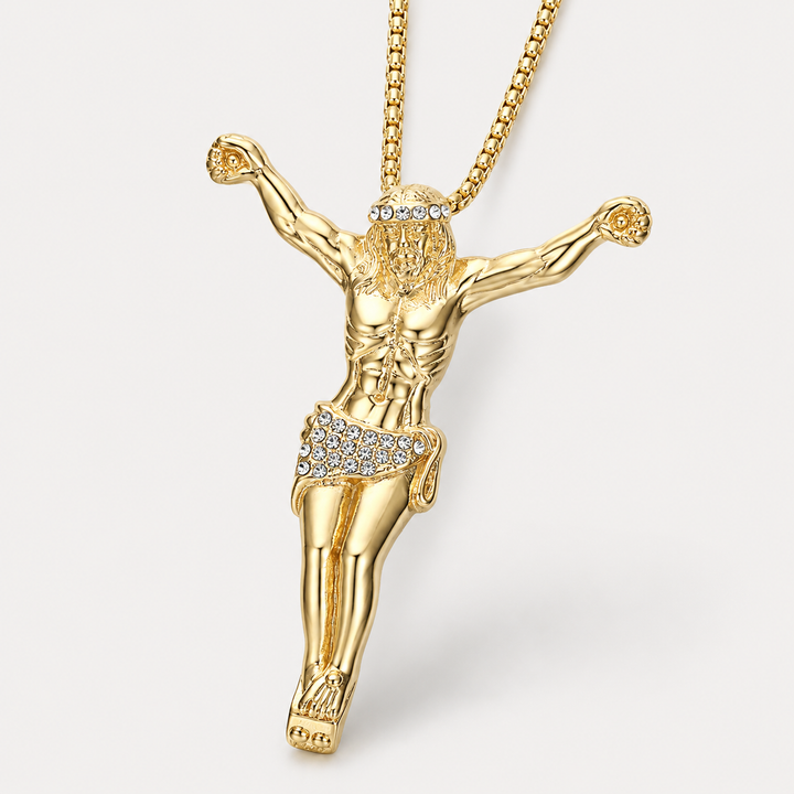 Striking Jesus Cross Pendant Necklace