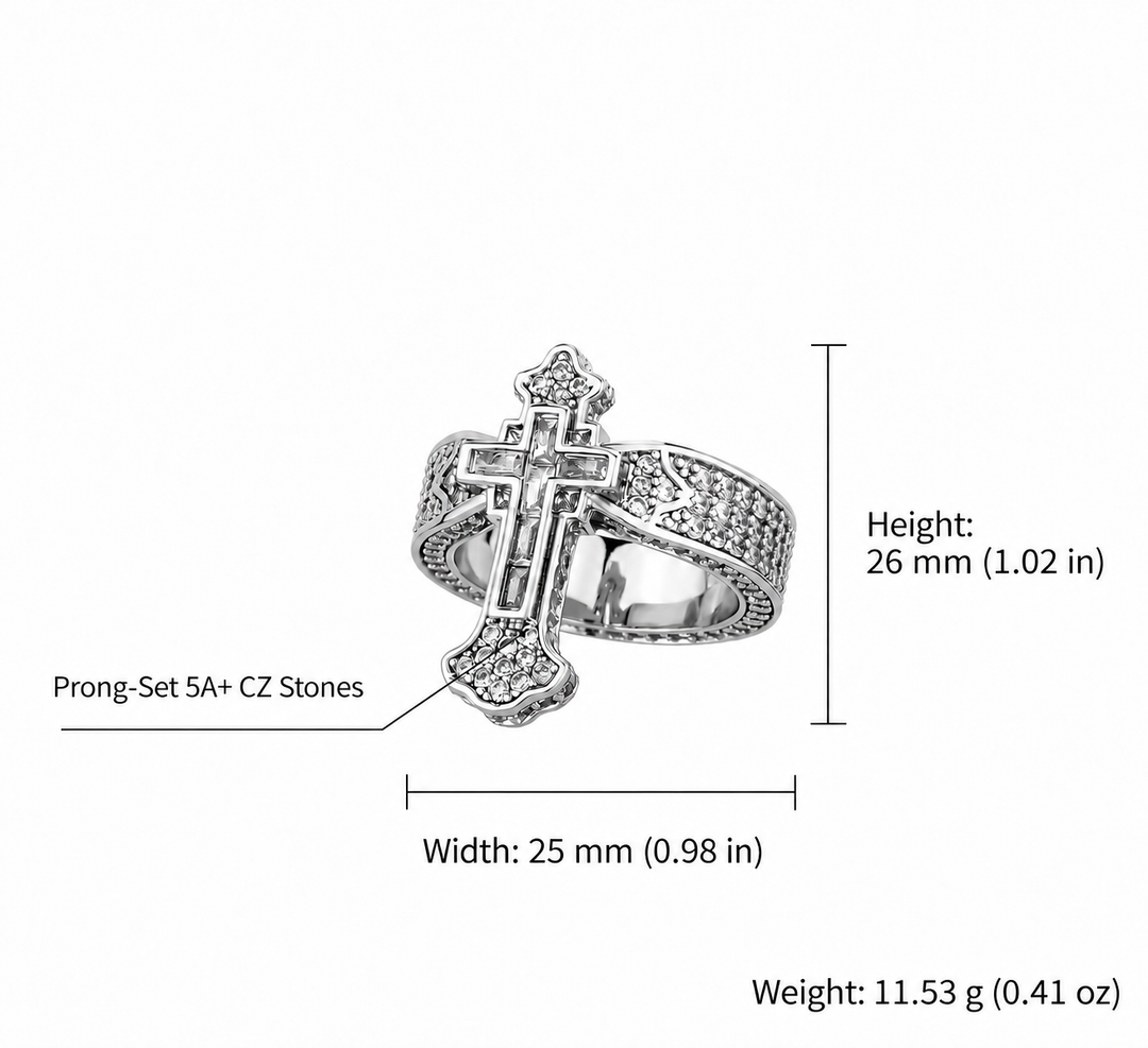 "Faith" Cross Ring