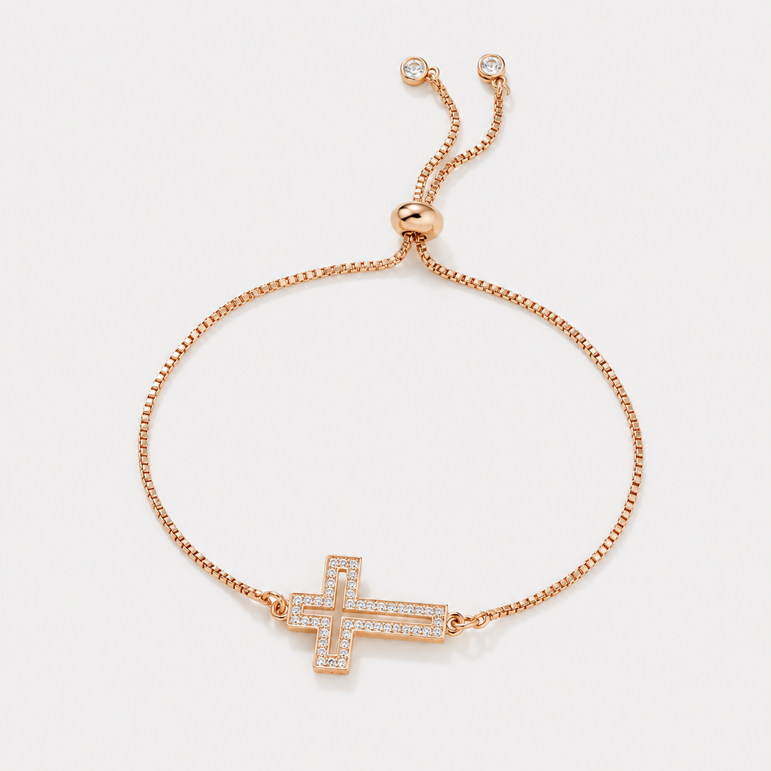 Pavé Cross Adjustable Bracelet