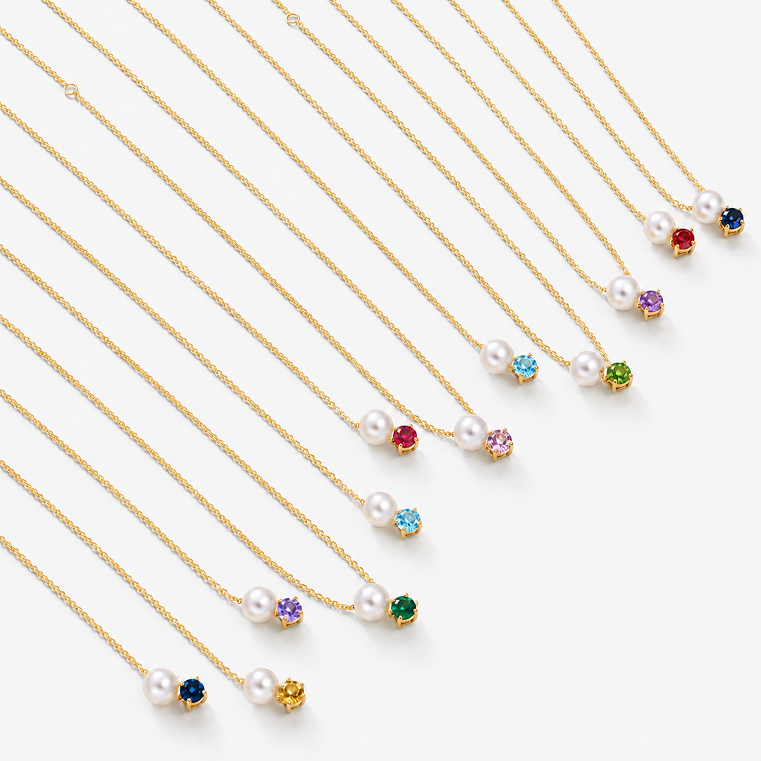 Pearl &amp; Birthstone Pendant Necklace