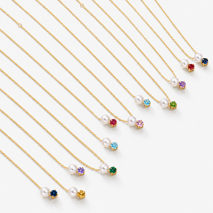 Pearl &amp; Birthstone Pendant Necklace
