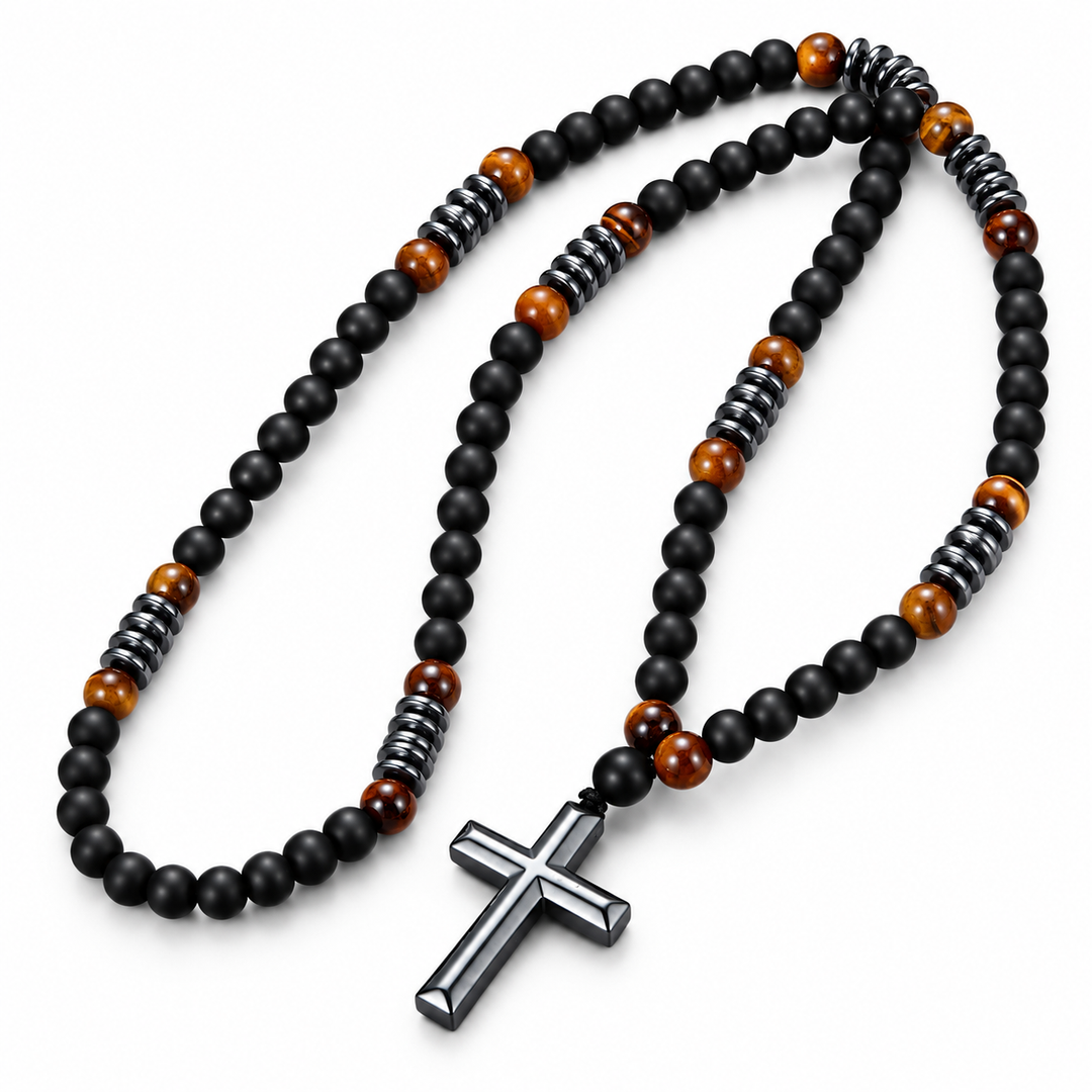 Faith &amp; Strength Cross Bead Necklace