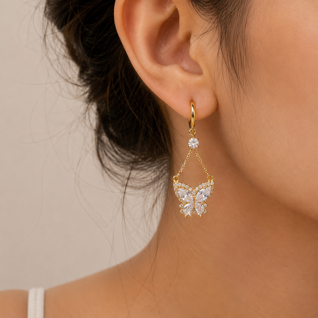 Butterfly Zircon Drop Earrings