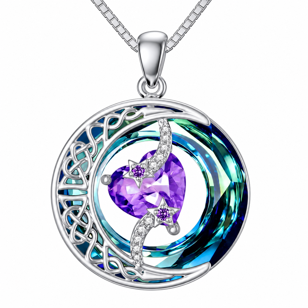 Sun, Moon &amp; Stars Birthstone Pendant Necklace