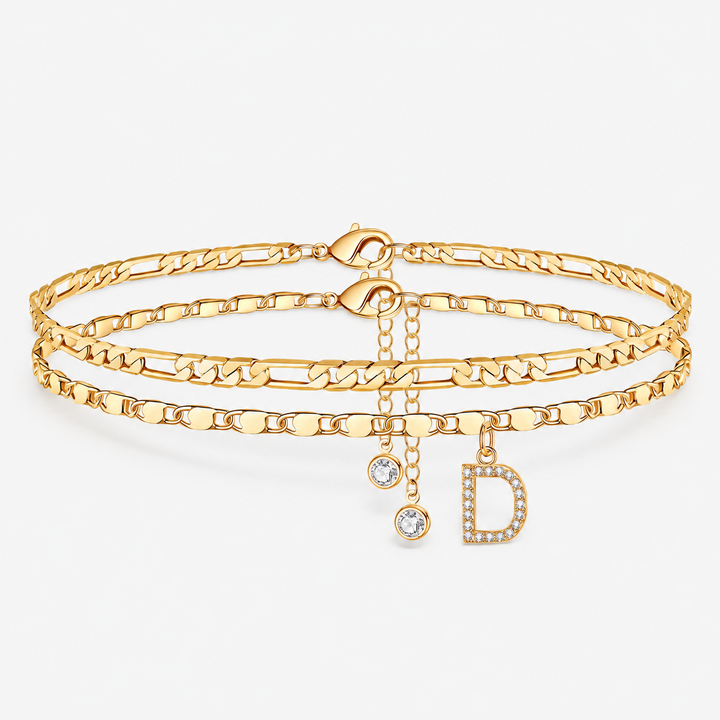 Alphabet Double-Layer Cuban Anklet