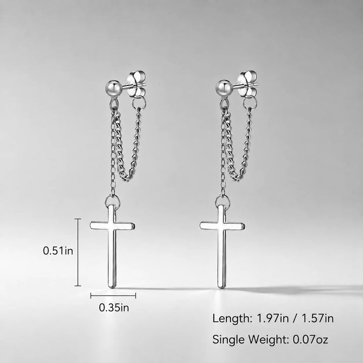 Cross Chain Drop Earrings