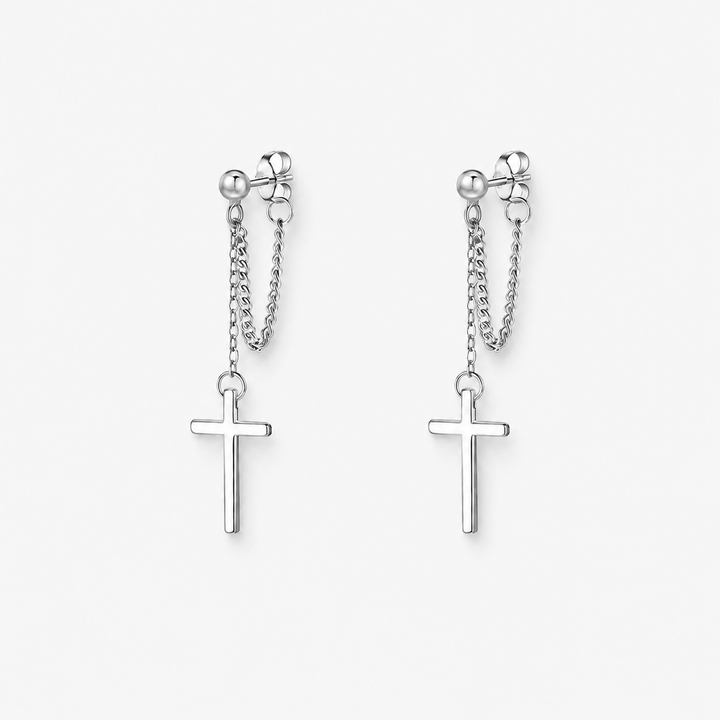 Cross Chain Drop Earrings