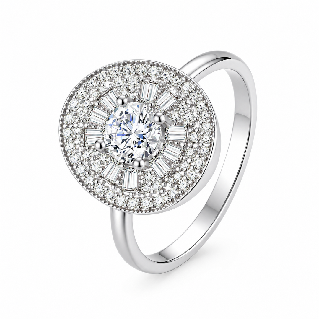 Vintage-Style Halo Moissanite Ring