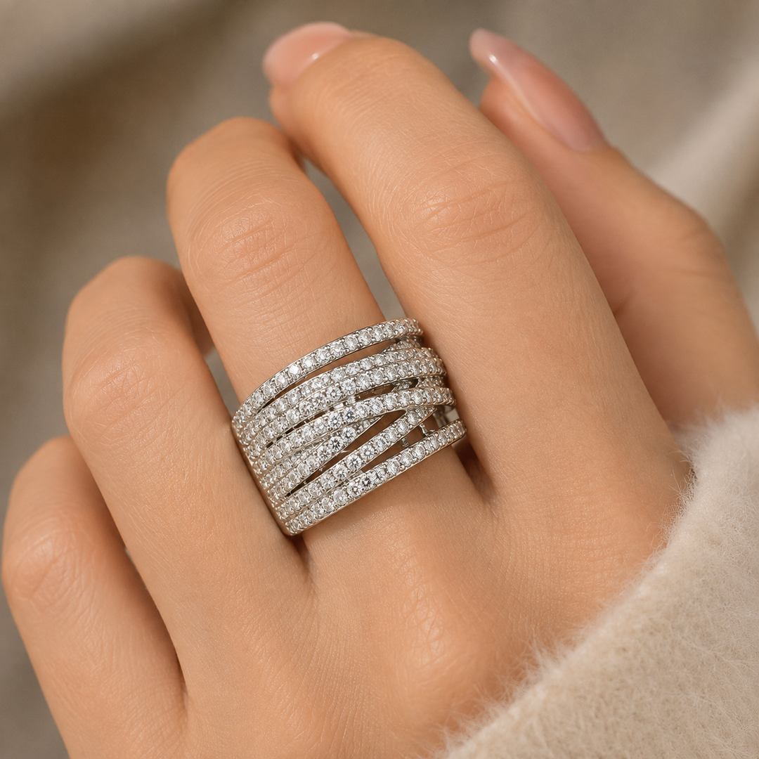 Layered Pavé Statement Ring