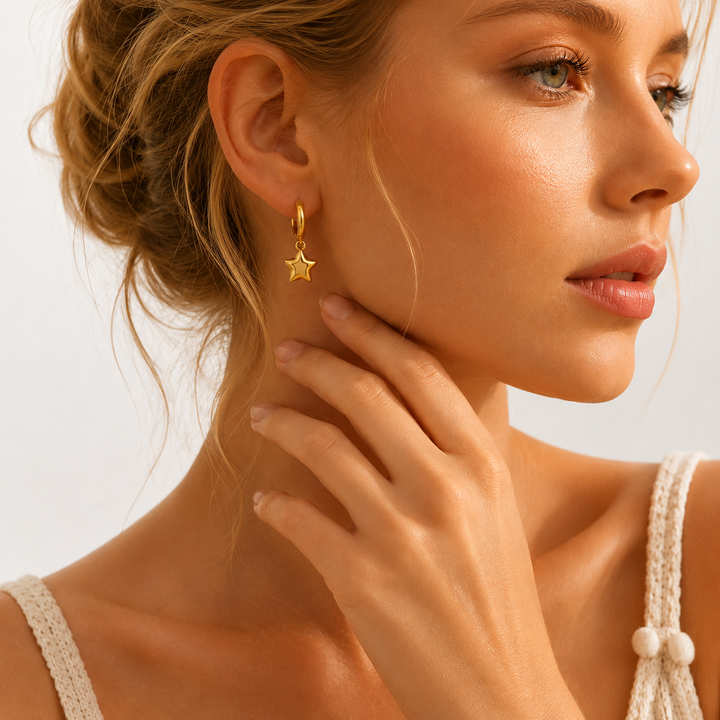 Sculptural Star Drop Earrings
