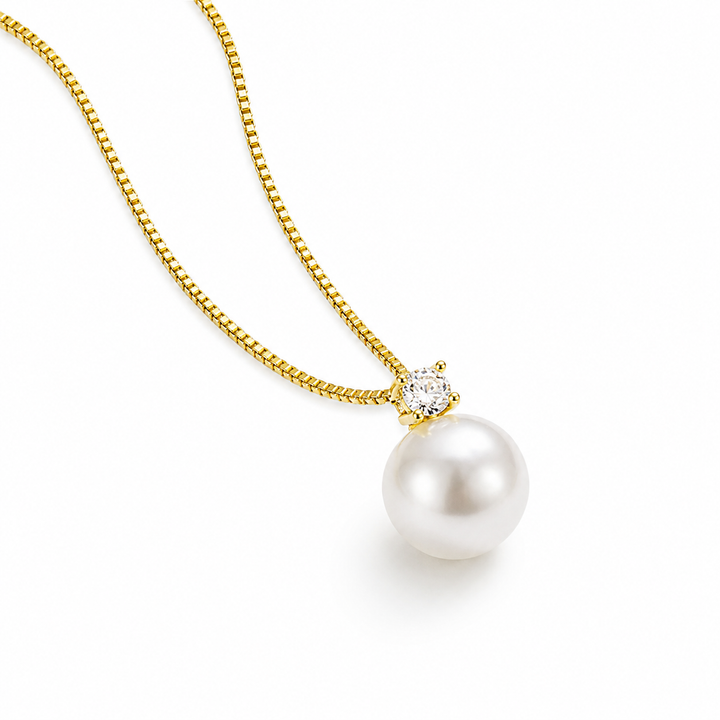 Natural Pearl Zircon Pendant Necklace