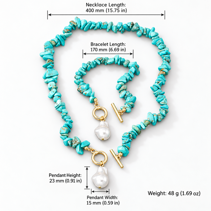 Coastal Blue Pearl Jewelry Set