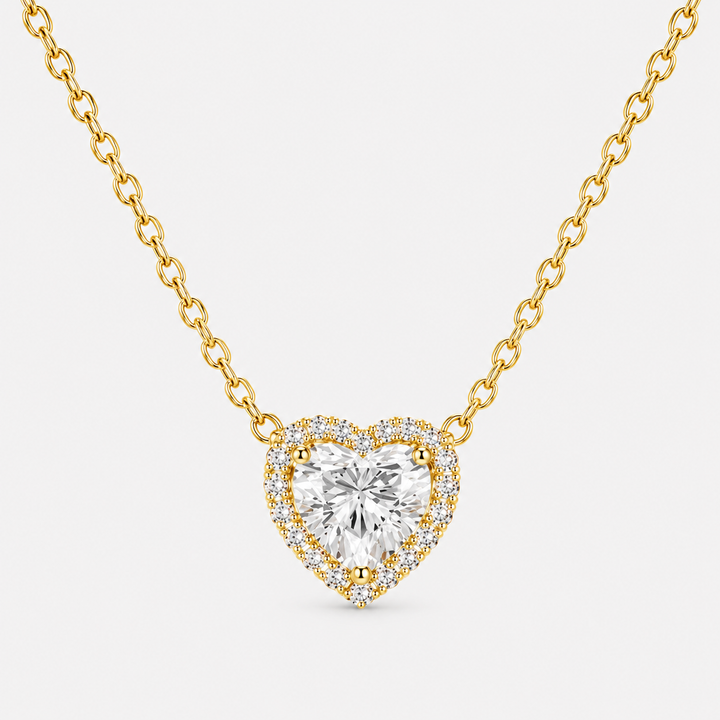Heart Halo Zircon Pendant Necklace