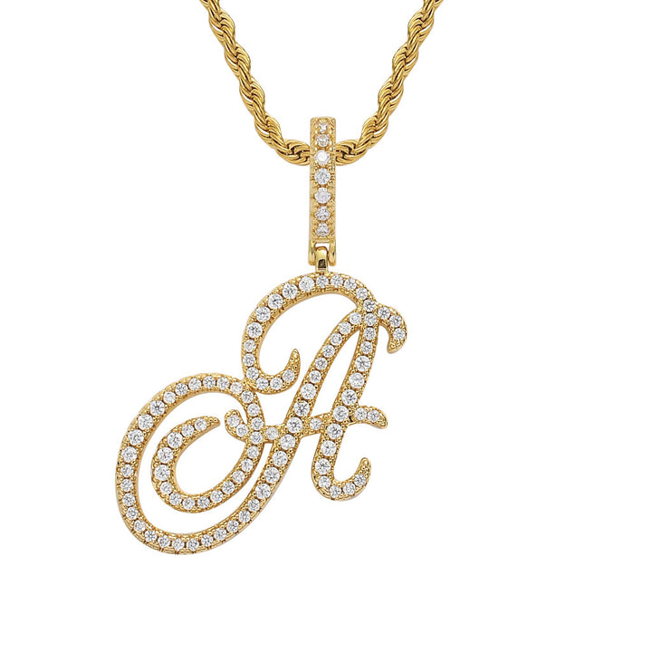 Pavé Script Initial Pendant Necklace