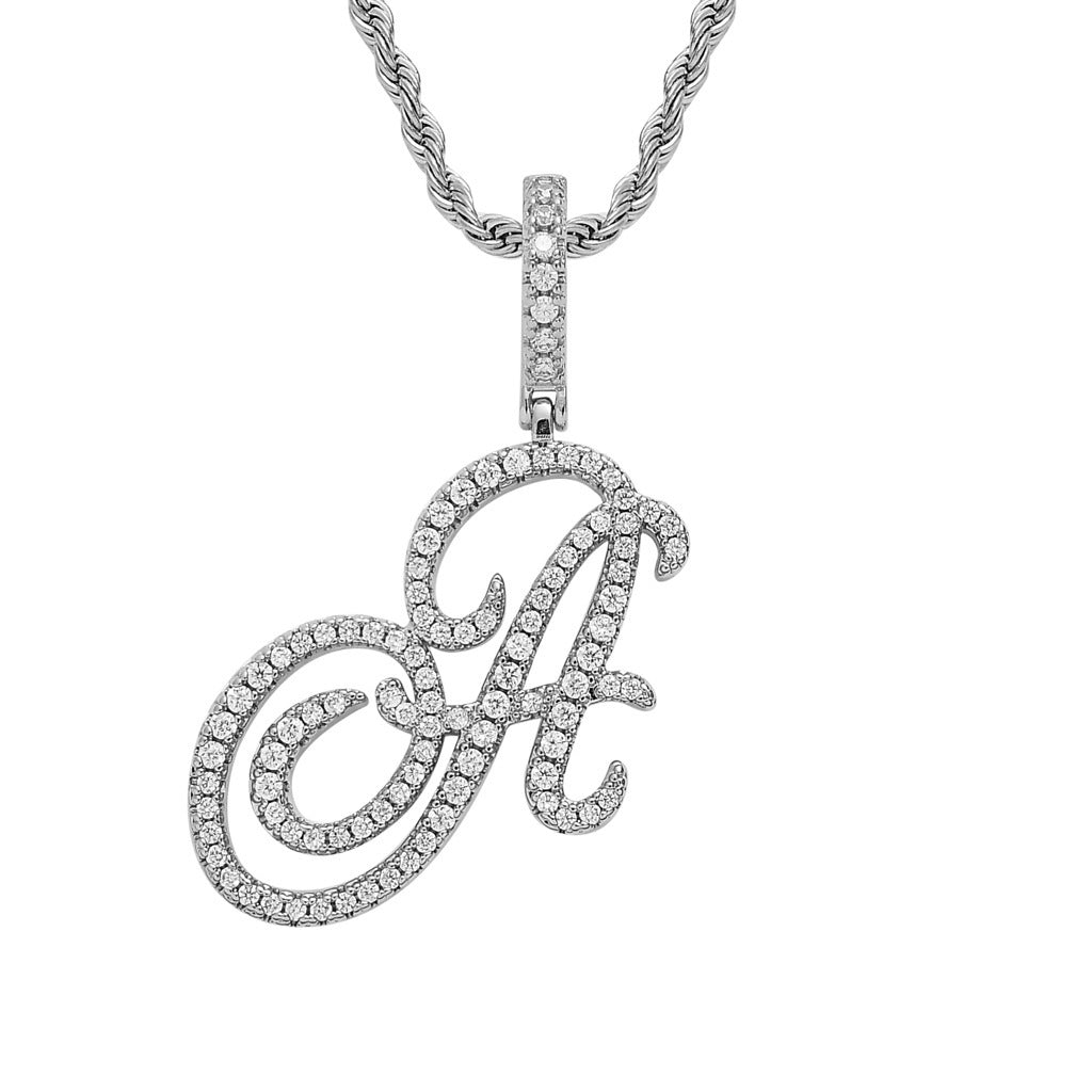 Pavé Script Initial Pendant Necklace
