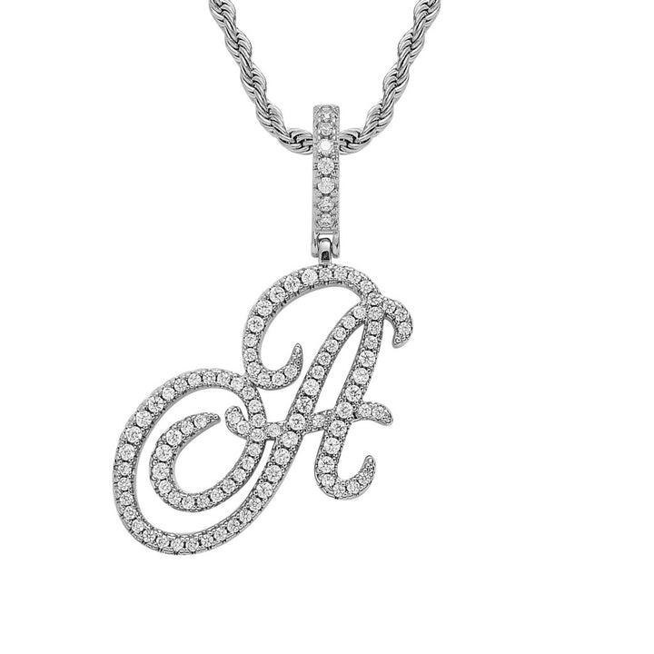 Pavé Script Initial Pendant Necklace
