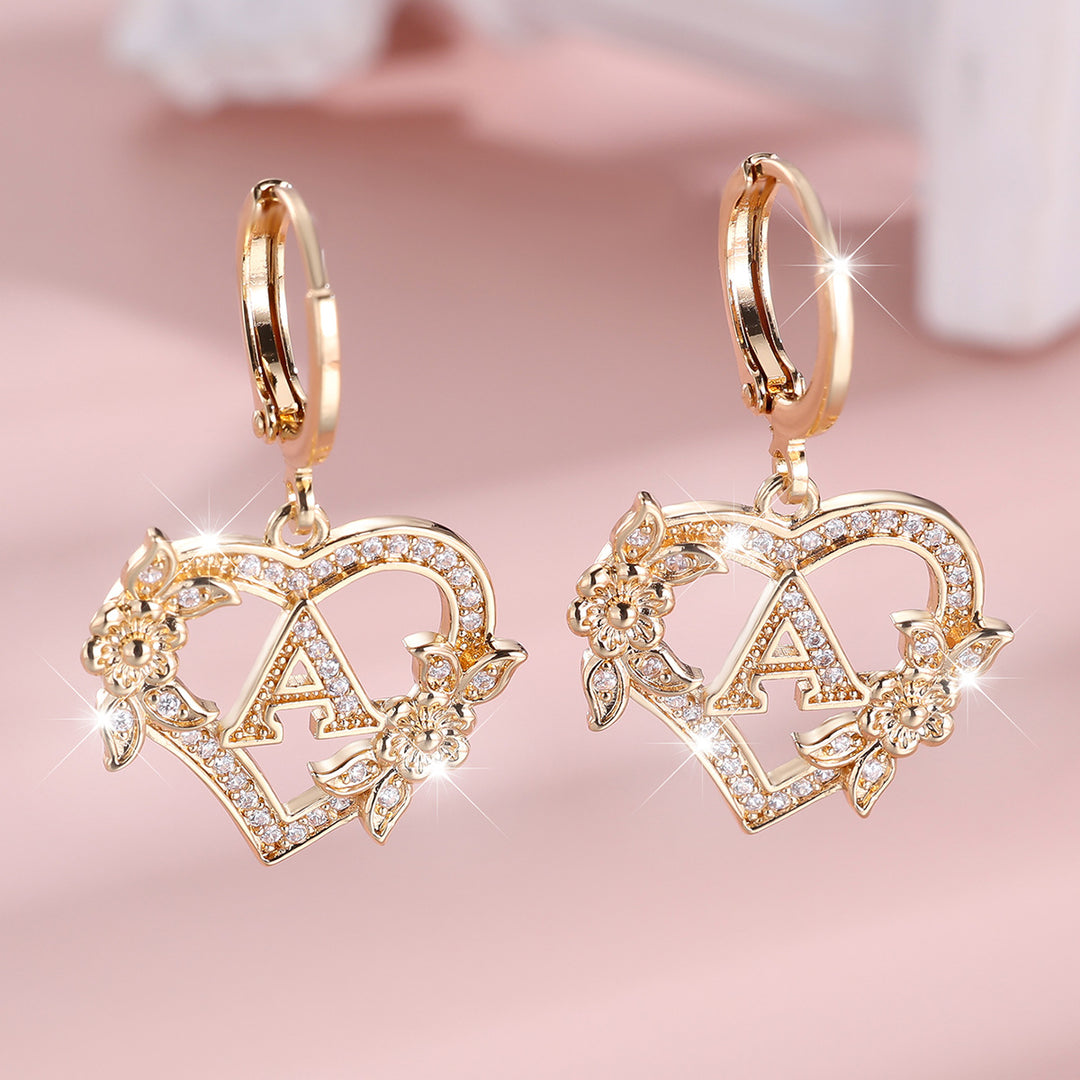 Initial Heart Drop Earrings