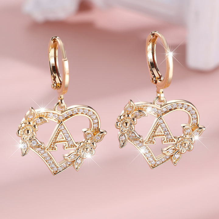 Initial Heart Drop Earrings