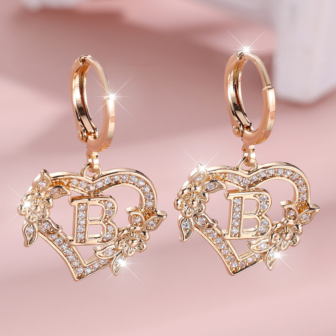 Initial Heart Drop Earrings