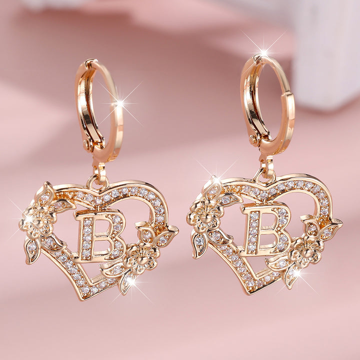 Initial Heart Drop Earrings