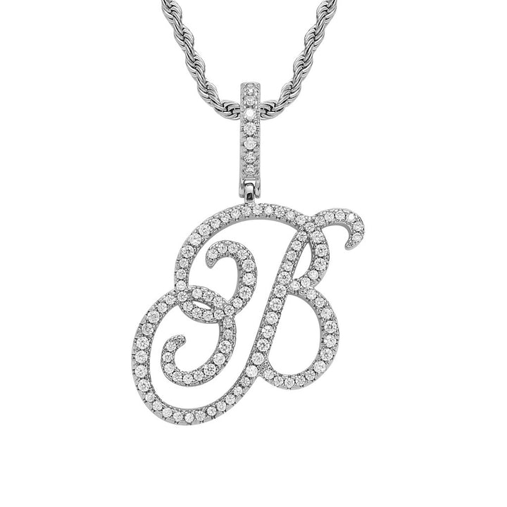 Pavé Script Initial Pendant Necklace