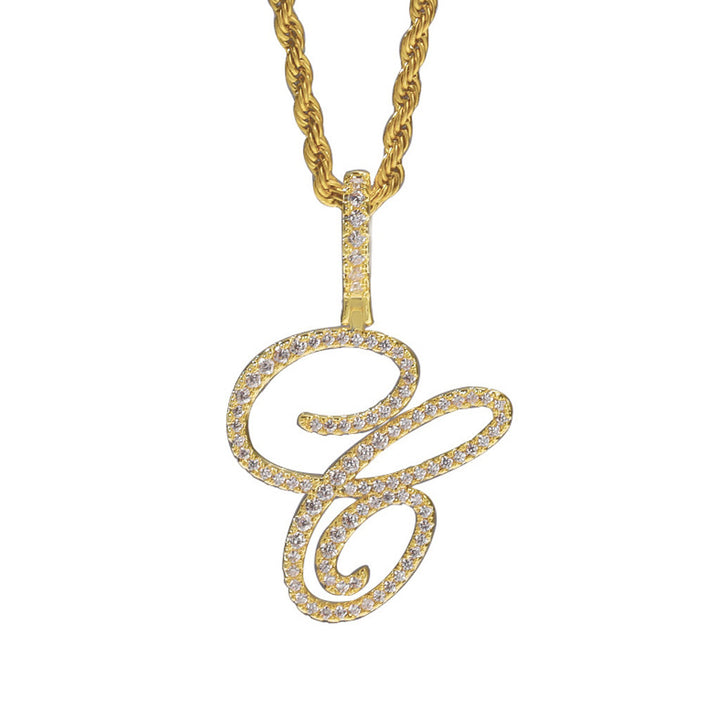 Pavé Script Initial Pendant Necklace