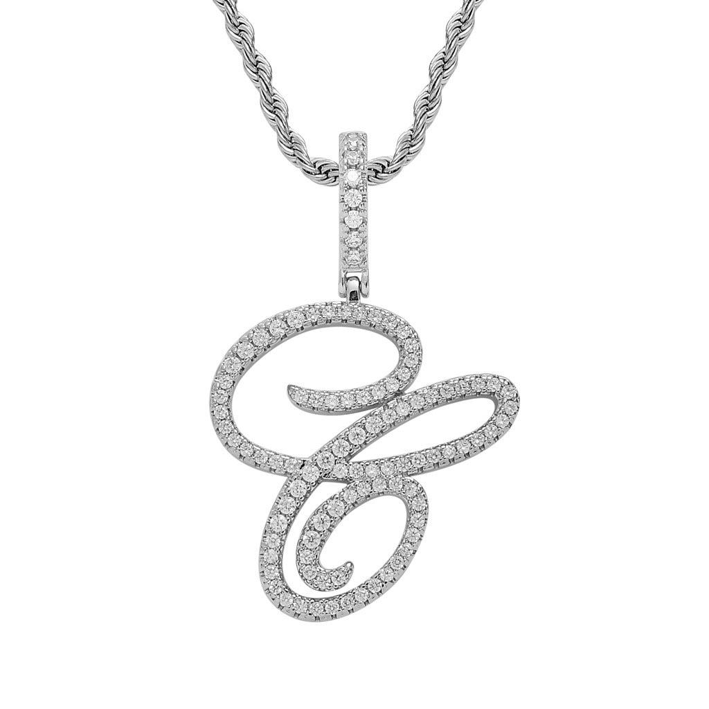Pavé Script Initial Pendant Necklace