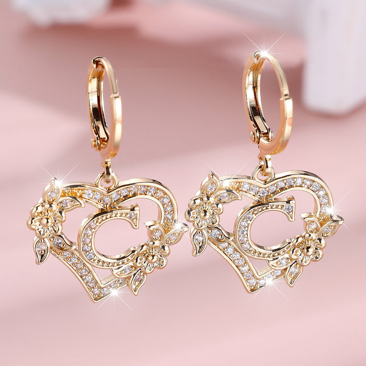 Initial Heart Drop Earrings