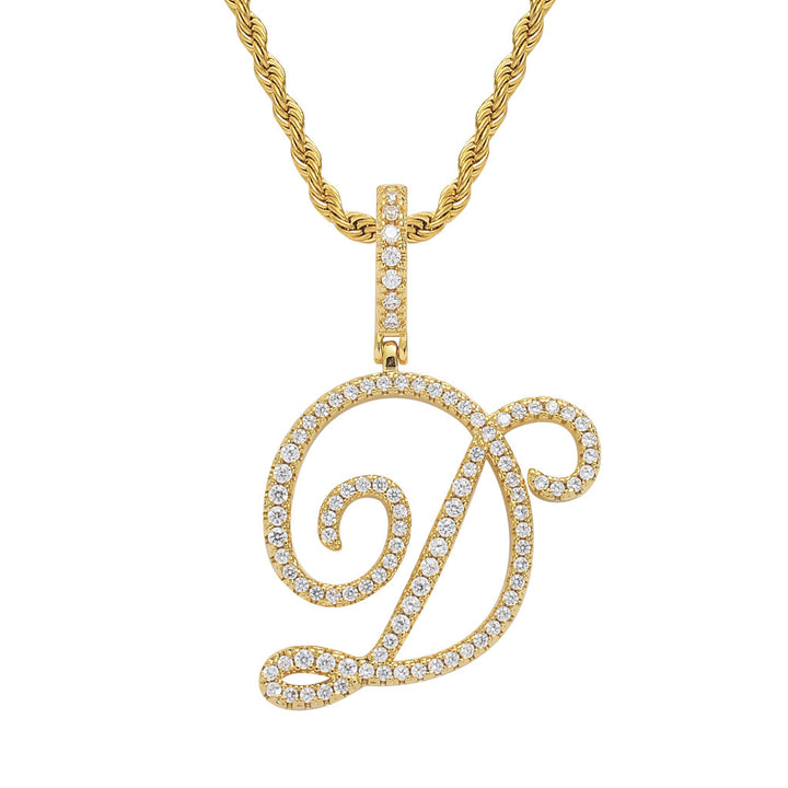 Pavé Script Initial Pendant Necklace