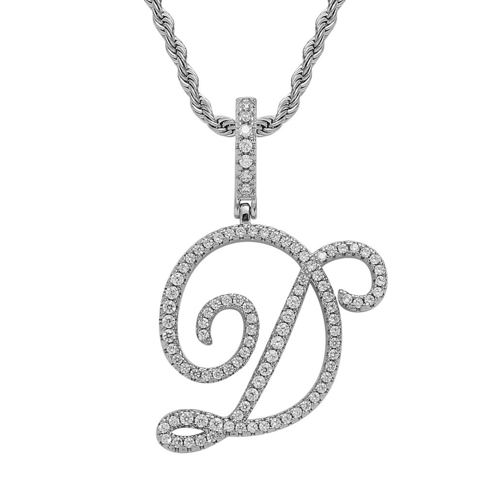 Pavé Script Initial Pendant Necklace
