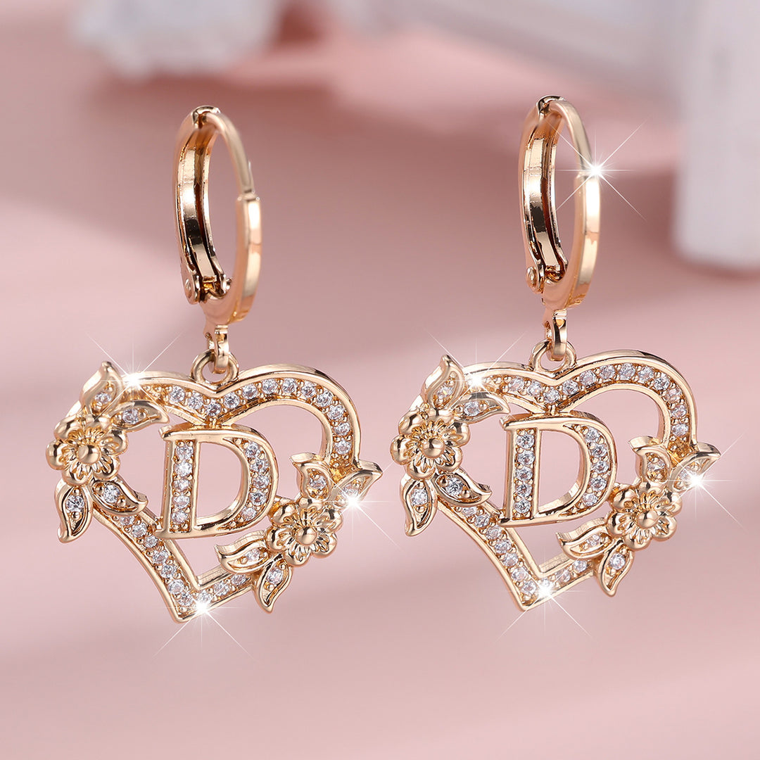 Initial Heart Drop Earrings