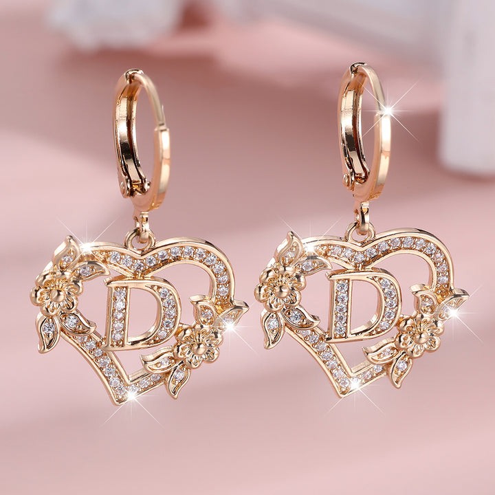 Initial Heart Drop Earrings