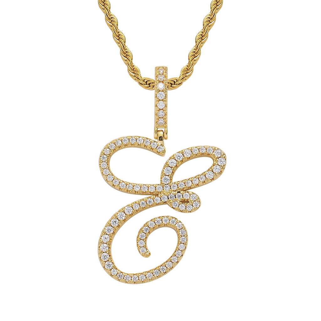 Pavé Script Initial Pendant Necklace