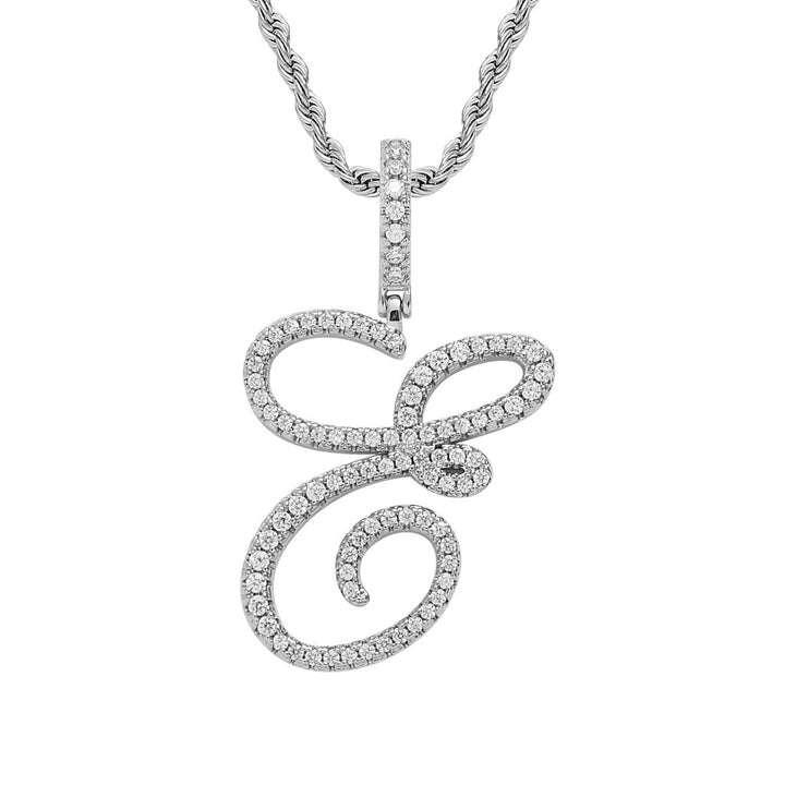 Pavé Script Initial Pendant Necklace