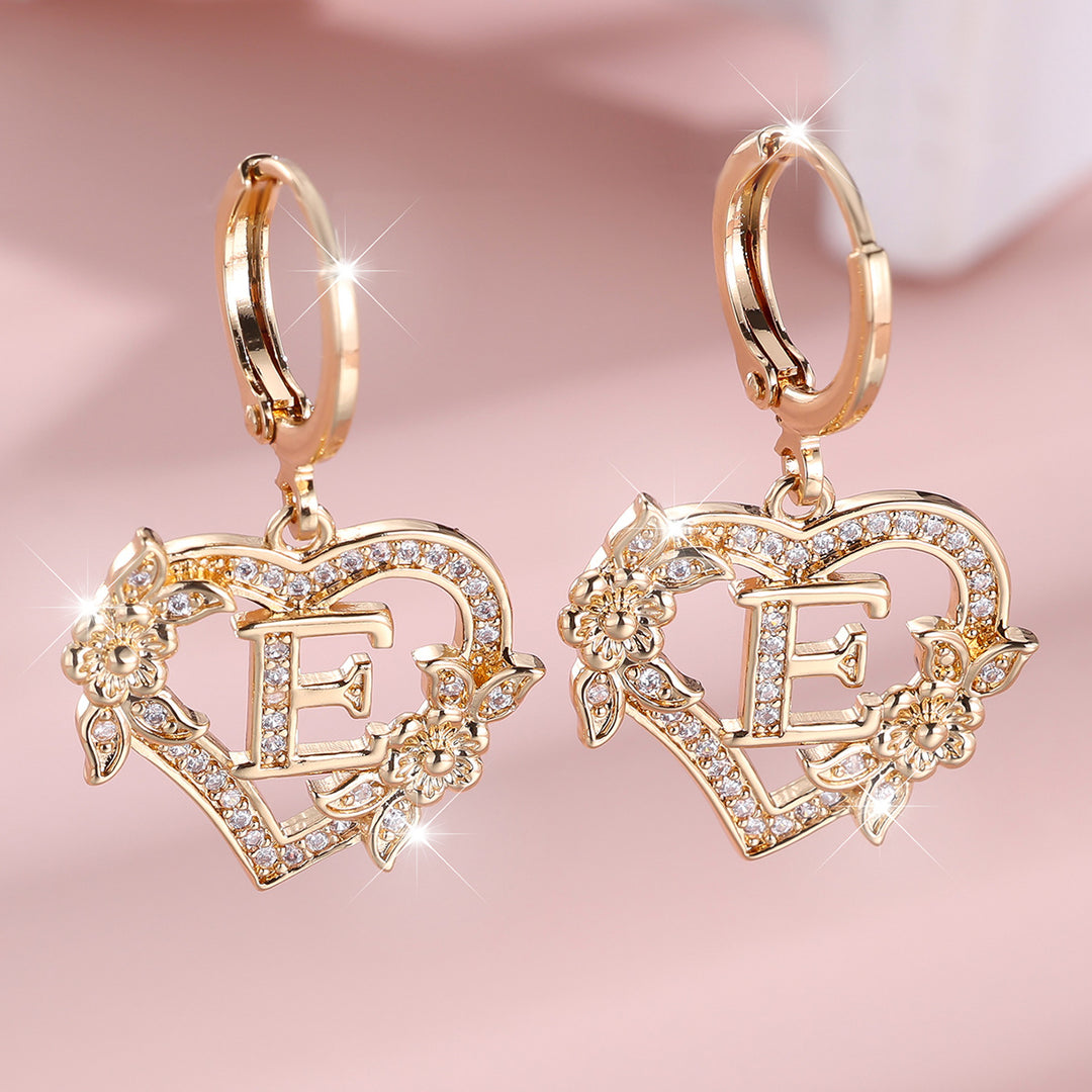 Initial Heart Drop Earrings