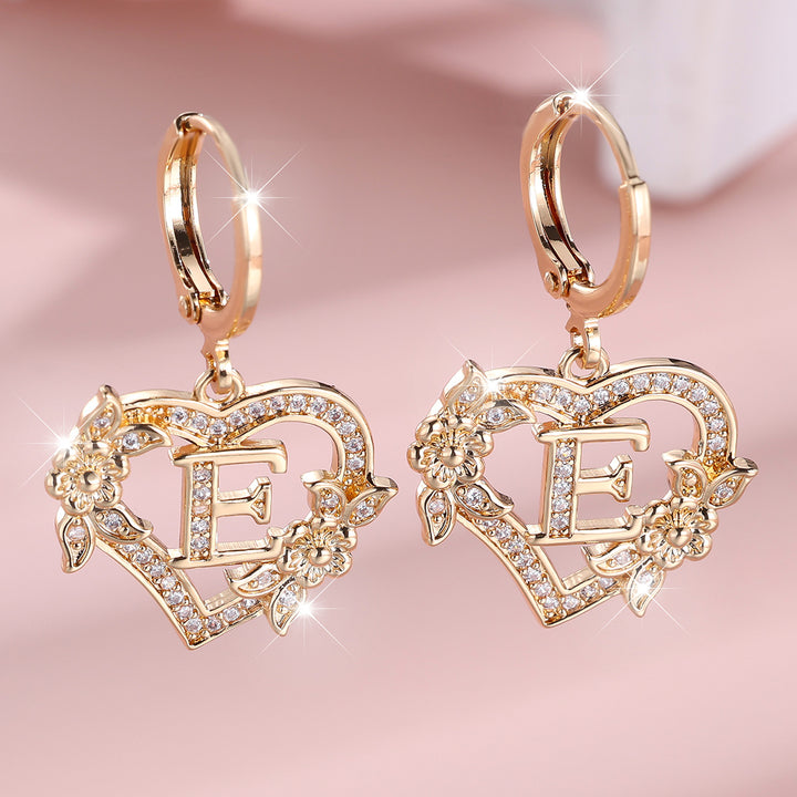 Initial Heart Drop Earrings