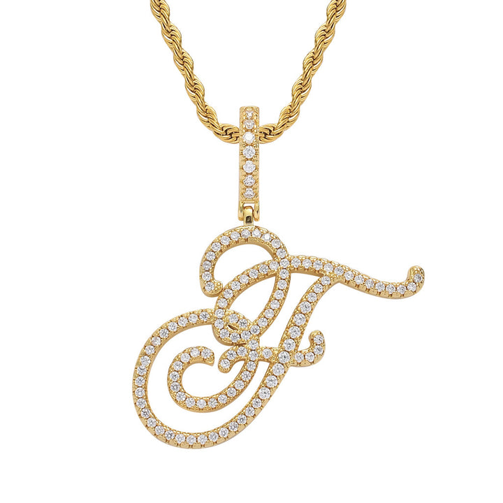 Pavé Script Initial Pendant Necklace