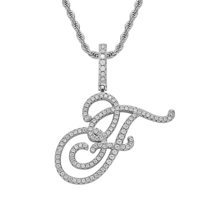Pavé Script Initial Pendant Necklace