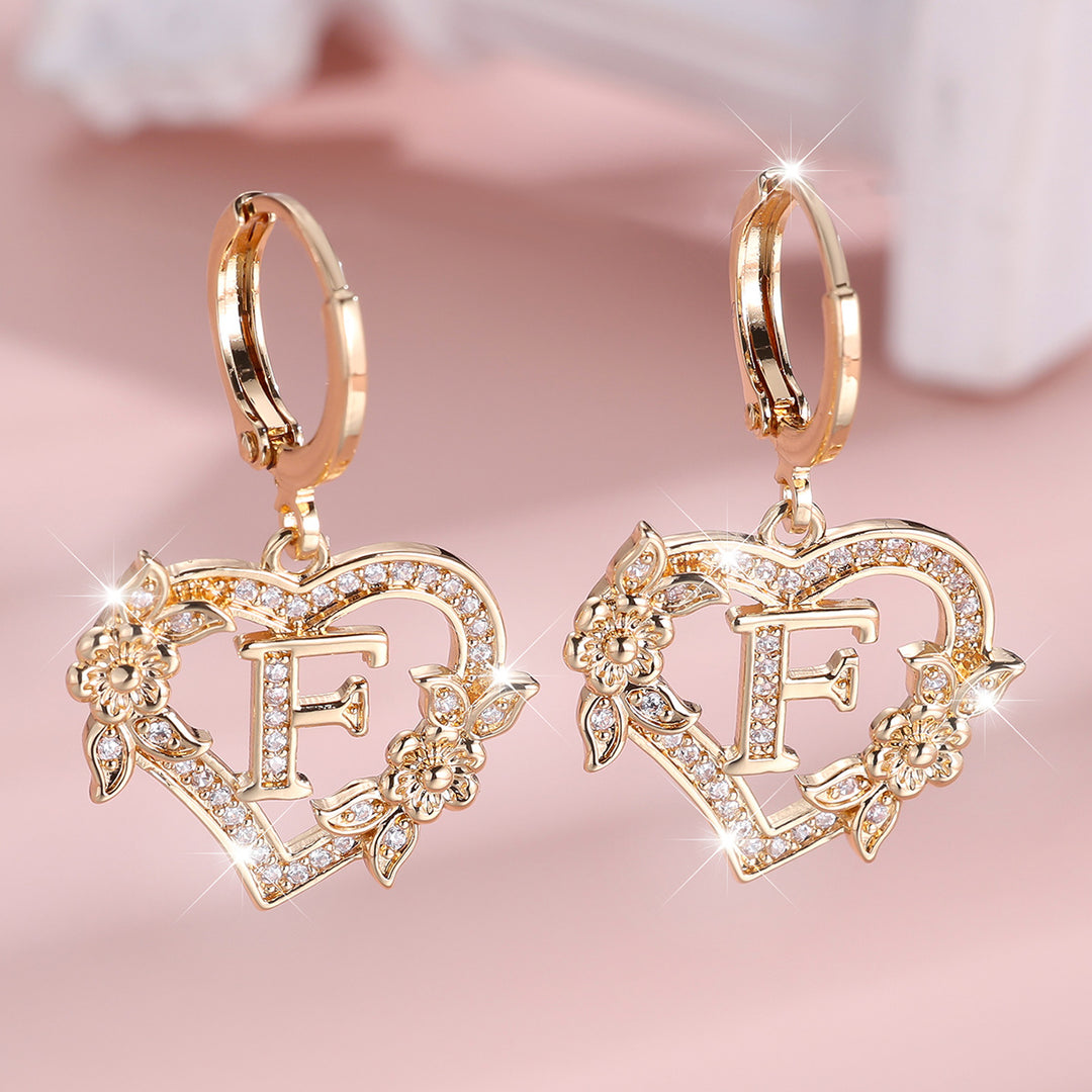 Initial Heart Drop Earrings
