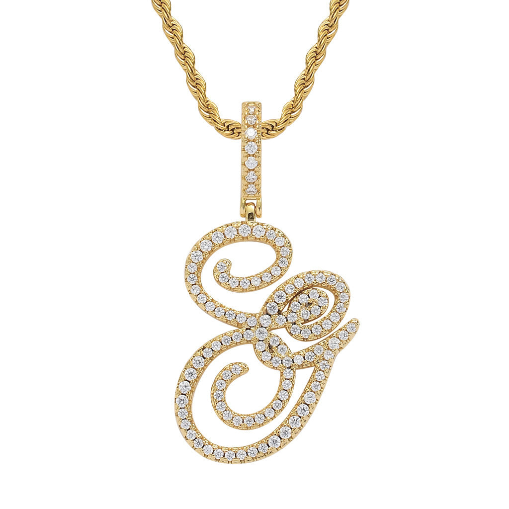 Pavé Script Initial Pendant Necklace