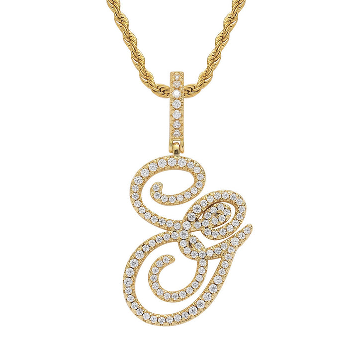 Pavé Script Initial Pendant Necklace