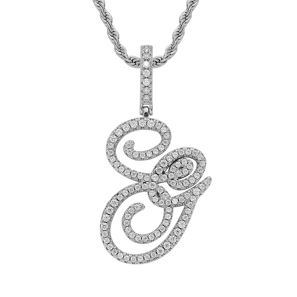 Pavé Script Initial Pendant Necklace