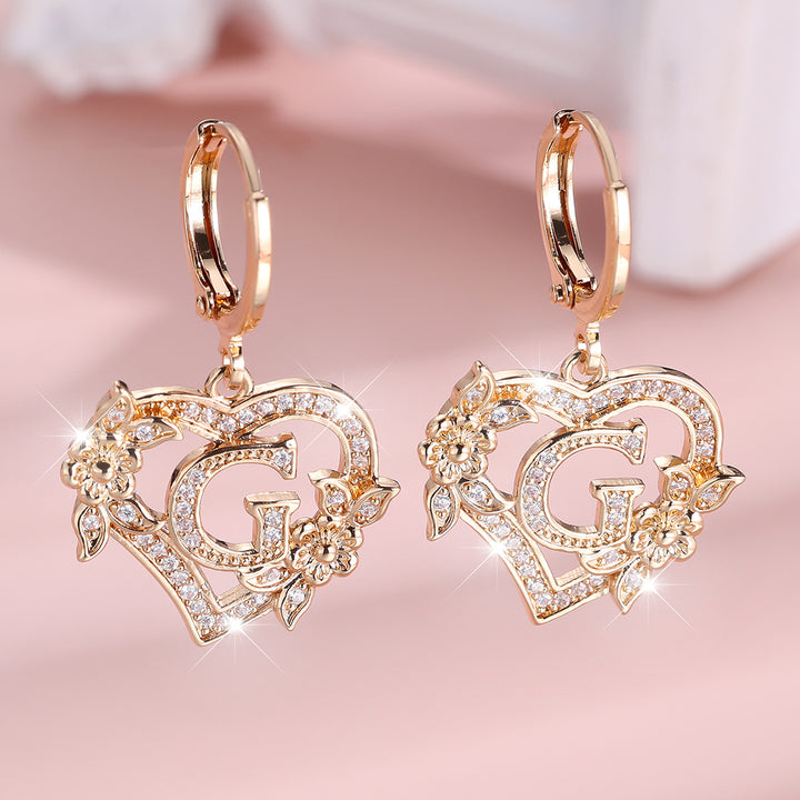 Initial Heart Drop Earrings