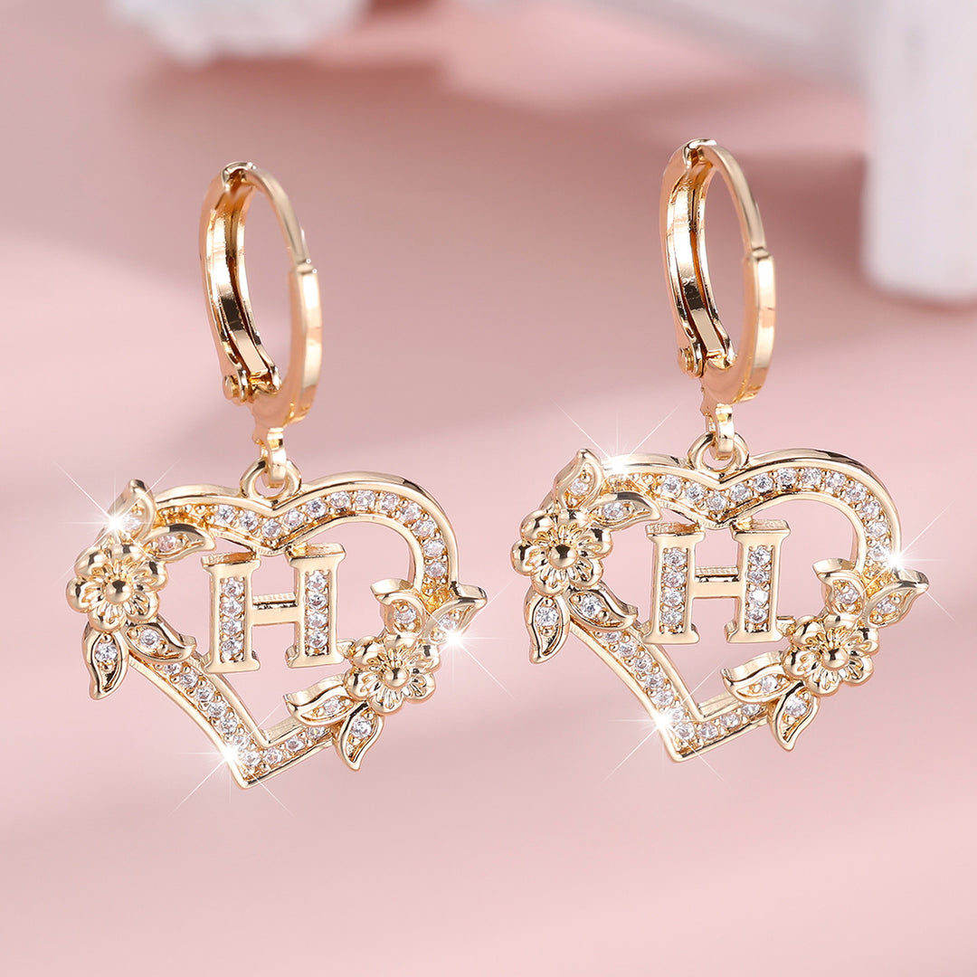 Initial Heart Drop Earrings