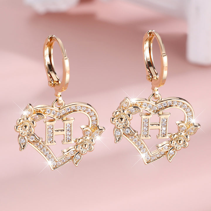 Initial Heart Drop Earrings