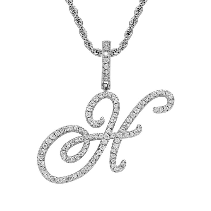 Pavé Script Initial Pendant Necklace