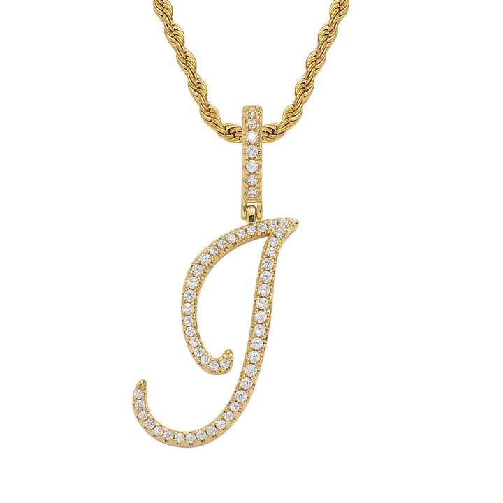 Pavé Script Initial Pendant Necklace